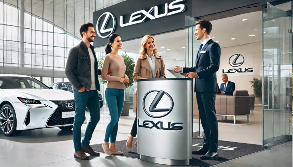 レクサスのディーラーで案内されるお客さん