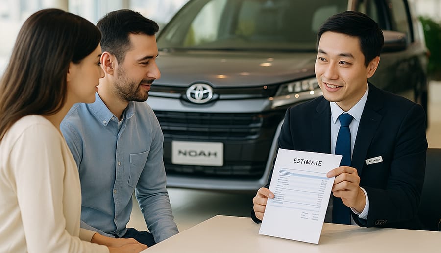 ノアを新車で買うといくら?営業から新車の値段の説明を受けている