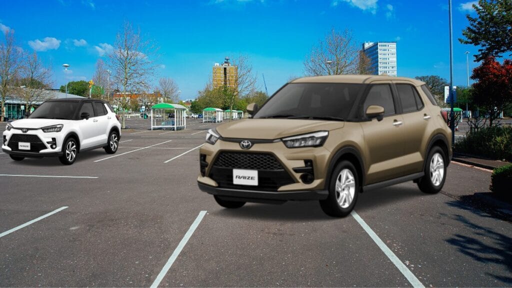 ライズと郊外のショッピングセンターの駐車場