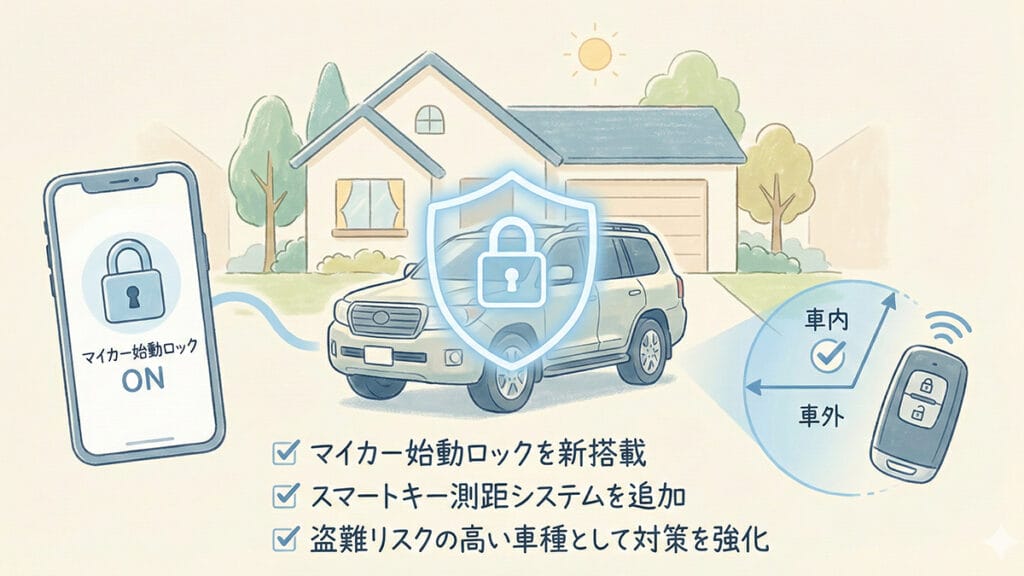 盗難対策強化と始動ロックの追加の図解