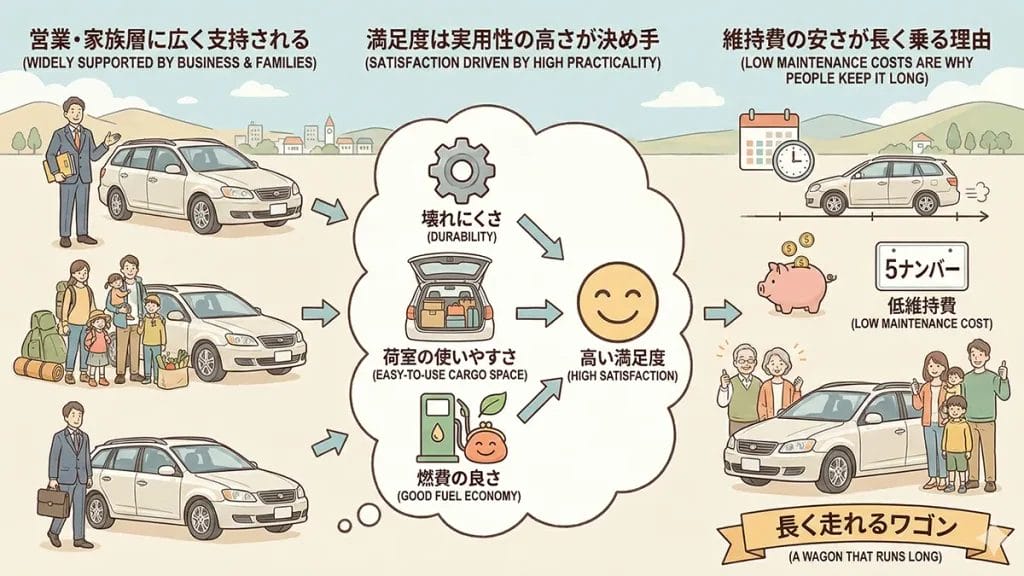 カローラフィールダー乗ってる人の実態と満足度の図解