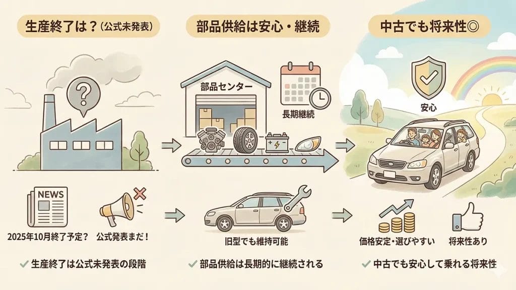 カローラフィールダー生産は終了？部品供給と将来性の図解