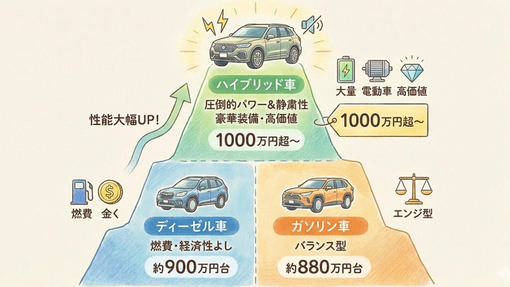 ガソリン車・ディーゼル車との価格・性能比較