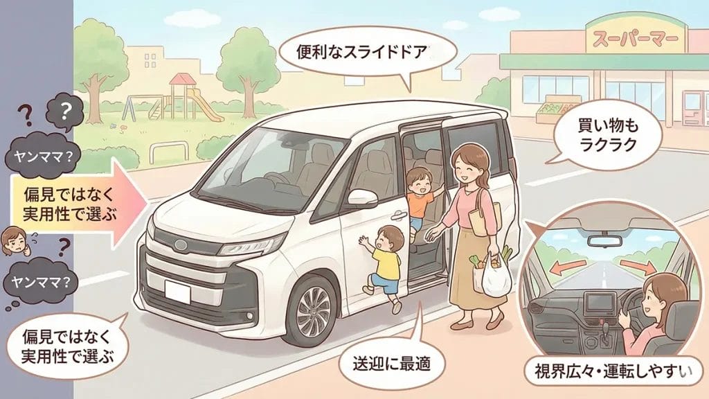 ヴォクシーに乗る-女・ママ層の使用実態の図解