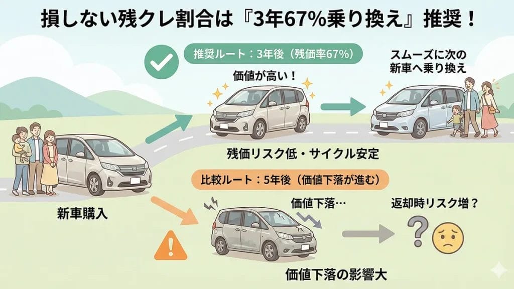 損しないアルファード残クレ割合は3年67％乗り換え推奨の図解