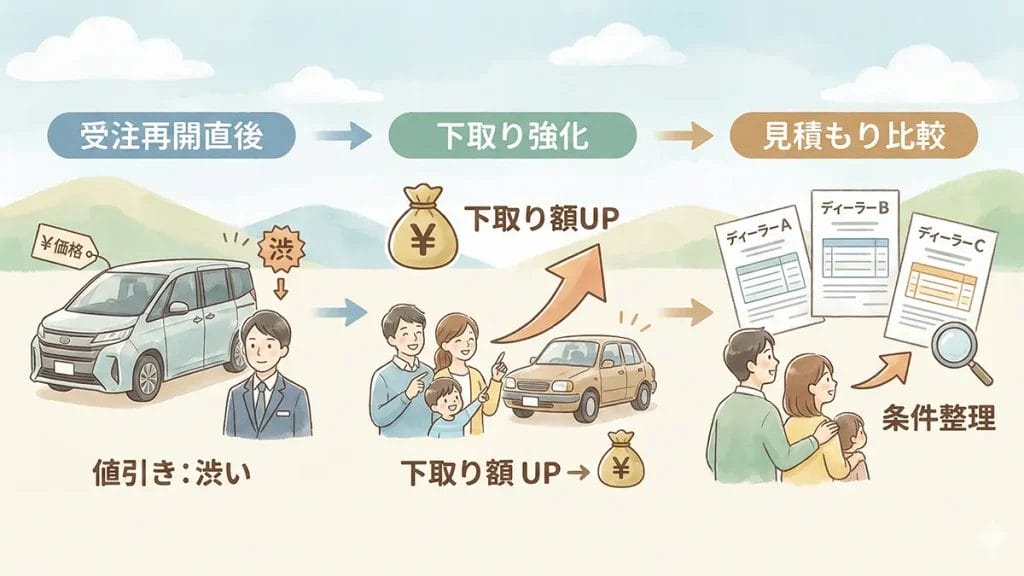 受注再開直後の値引き交渉ポイントの図解
