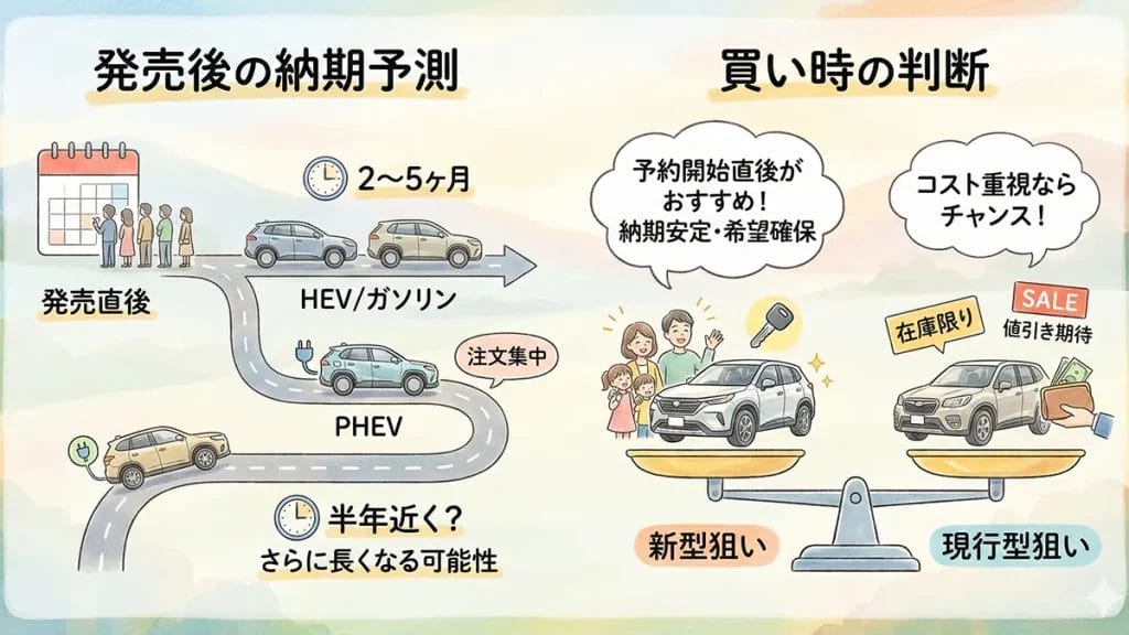 新型RAV4-発売後の納期予測と買い時の図解
