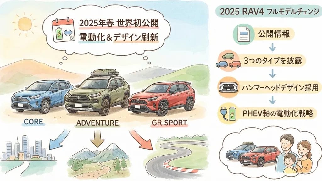 RAV4-フルモデルチェンジ-2025-の公開情報の図解