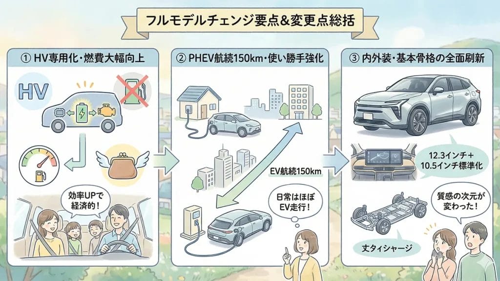 フルモデルチェンジ要点と変更点総括の図解