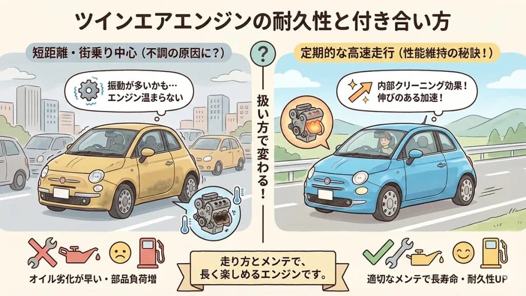 フィアット500-ツインエアは壊れやすい？燃費と耐久性評価の図解