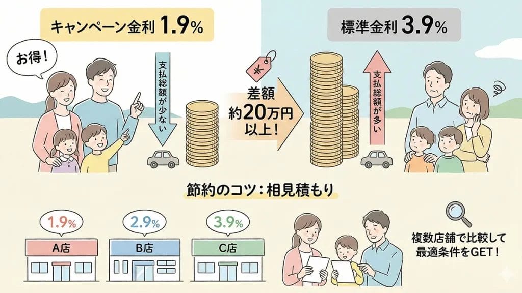 ヴォクシー残クレ-金利1.9-3.9%と節約のコツの図解