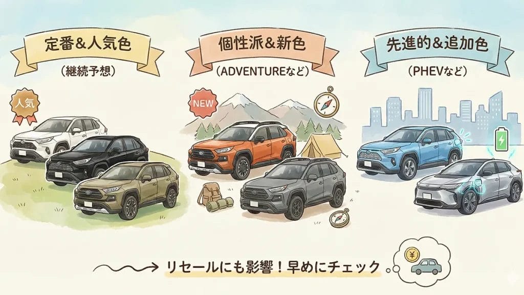 新型RAV4-カラー展開と人気色予想の図解