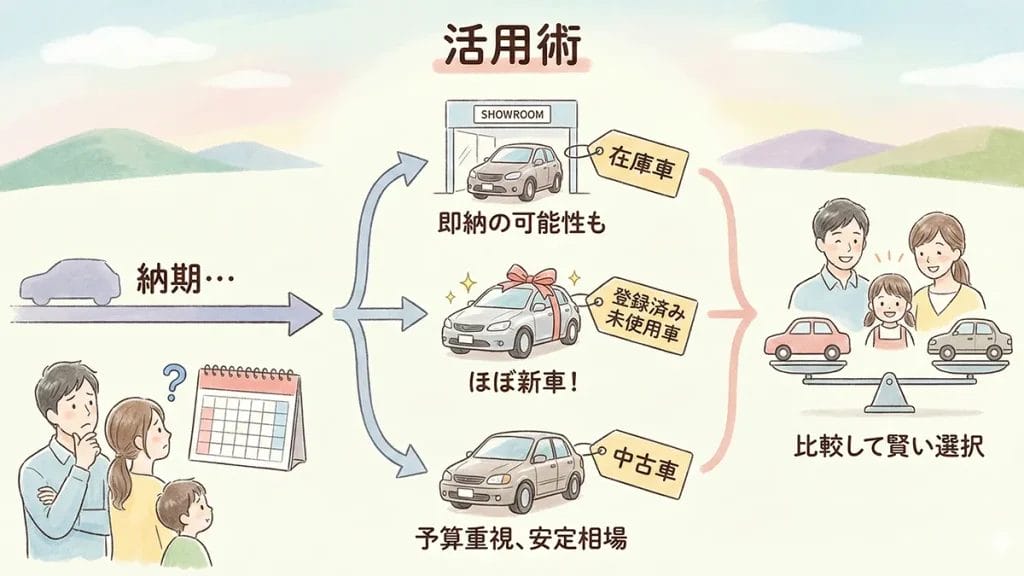 ヴォクシー新型-何ヶ月待ち?在庫・中古活用術の図解