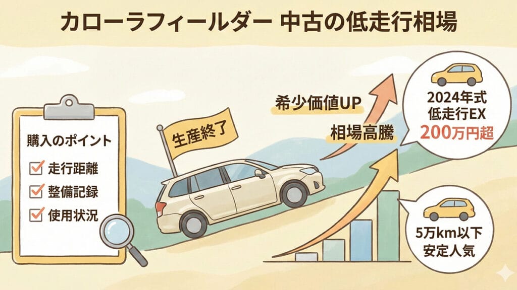 カローラフィールダー-中古の低走行相場の図解