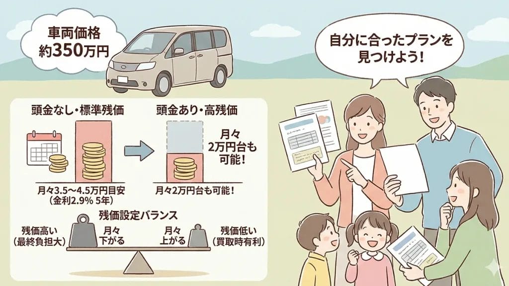 ヴォクシー残クレいくら？月々支払いモデルケースの図解